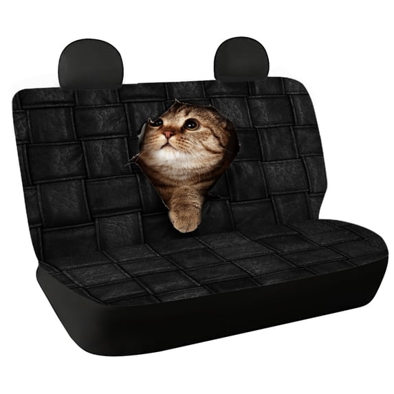 POLERO Peeking Cat Car Back Seat Covers, Set of 2 Pieces Rear Bench Seat Covers for Pet Owners and Cat Lovers