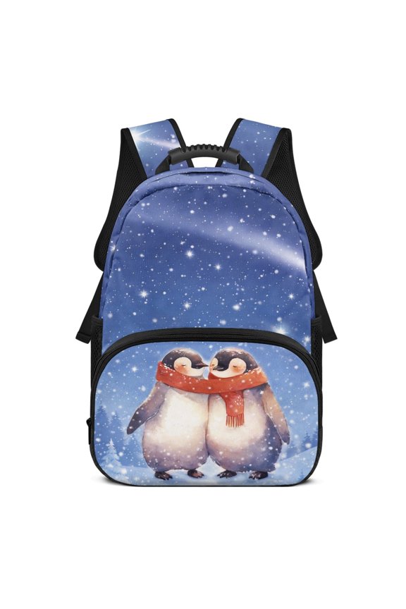 Penguin Scarf Design Fashion Bookbag, Polyester Waterproof Personalized Backpack for School Sport