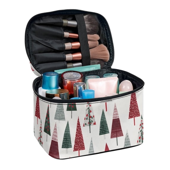 POLERO Pinecone Pine Print Durable Cosmetic Makeup Bag, Polyester Toiletry Bag Handle Make up Pouch Organizer for Travel Airport