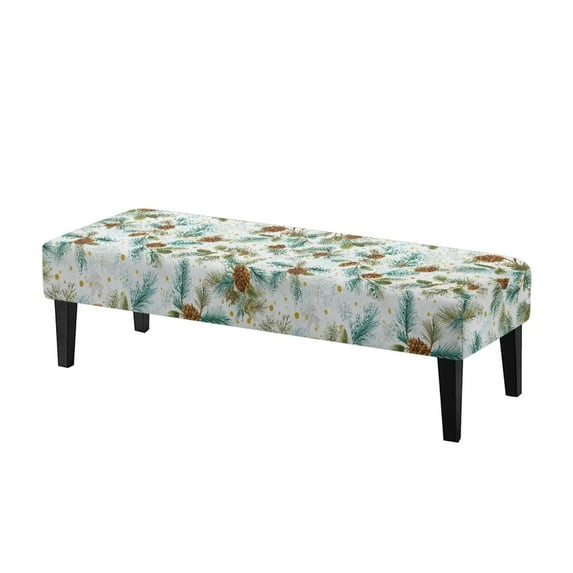 POLERO Pinecone Print Rectangle Bench Cover, Stretch Washable Long Dining Bench Slipcover with Elastic Edge Removable Seat Cushion Protector for Patio, Bedroom, Living Room