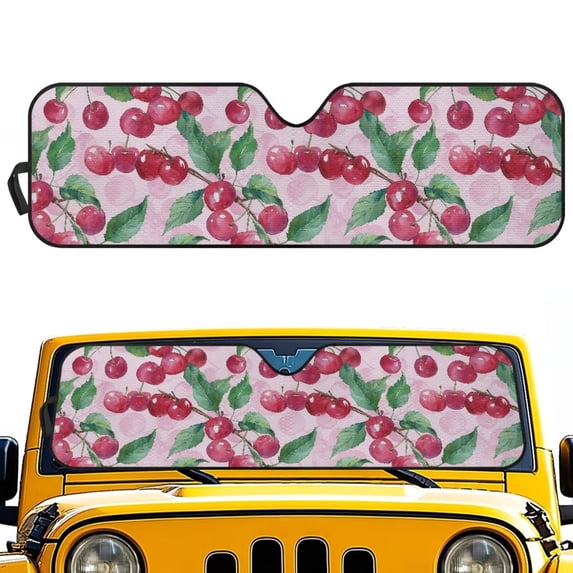 POLERO Pink Cherry Car Windshield Sun Shade, Foldable Car Sunshade Windshield for Front Window, Fit for SUV,Off-road Vehicle,Automotive Interior Sun Protection