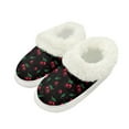 thumbnail image 1 of POLERO Pink Mushroom Butterfly Print Warm House Slippers for Women Comfy Fleece Lined Fuzzy Slippers with Thick Sole for Indoor Outdoor, Size 8-9, 1 of 7