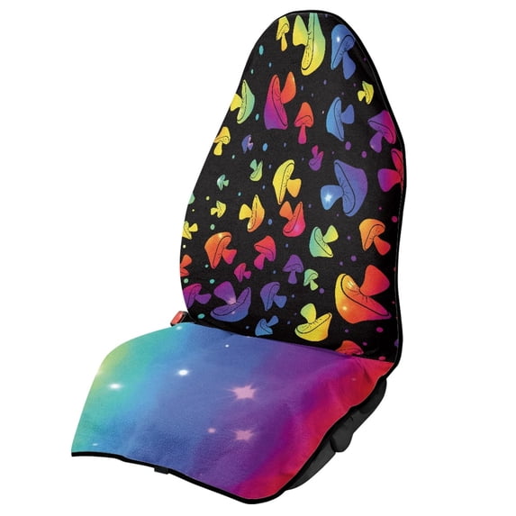 POLERO Plush Microfiber Bucket Seat Protector, Waterproof Sweating Car Seat Cover, Compatible with Truck Seat Van, Fit for Sedan Vehicle Rainbow Mushroom 1 Pack