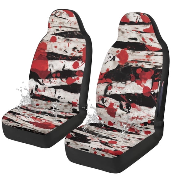 POLERO Polyester Car Front Seat Cover for Automotive, Elastic Removable Front Seat Covers, Red Splatter Stripe Pattern