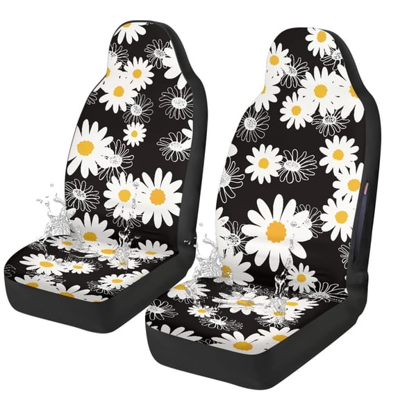 POLERO Polyester Car Seat Cover for Auto, Washable Protective Vehicle Cushion Protectors, Daisy Flower Print