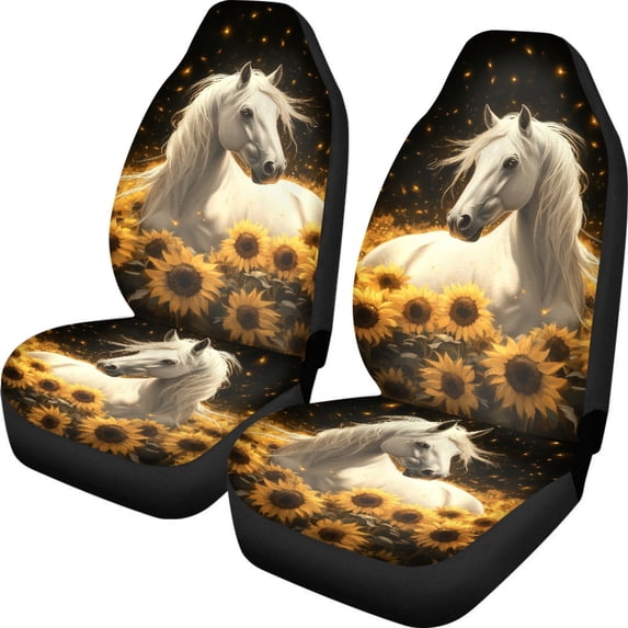 POLERO Polyester Fabric Front Seat Covers 2 Pack, All Season Protection Universal Size Car Seat Covers for Men and Women