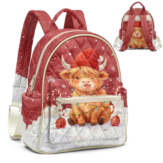 Polyester Cloth Backpack POLERO Polyester Fabric Quilted Backpack Purse with Fashion, Christmas ...
