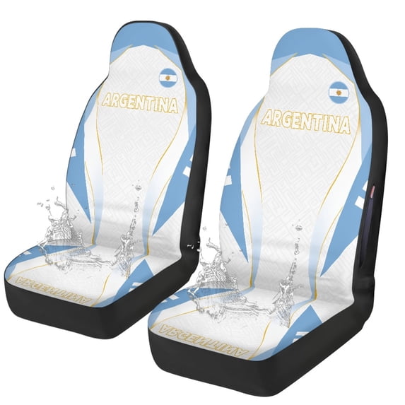 POLERO Polyester Front Car Seat Covers for Auto, Washable Stretchy Driver Seats Protector Cushion, Argentina Flag Design
