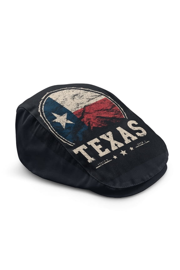 Polyester Newsboy Hat with Texas Flag Print, Lightweight Soft Newsboy Cap for Camping Walking, Retro All Match Headwear for Men and Women