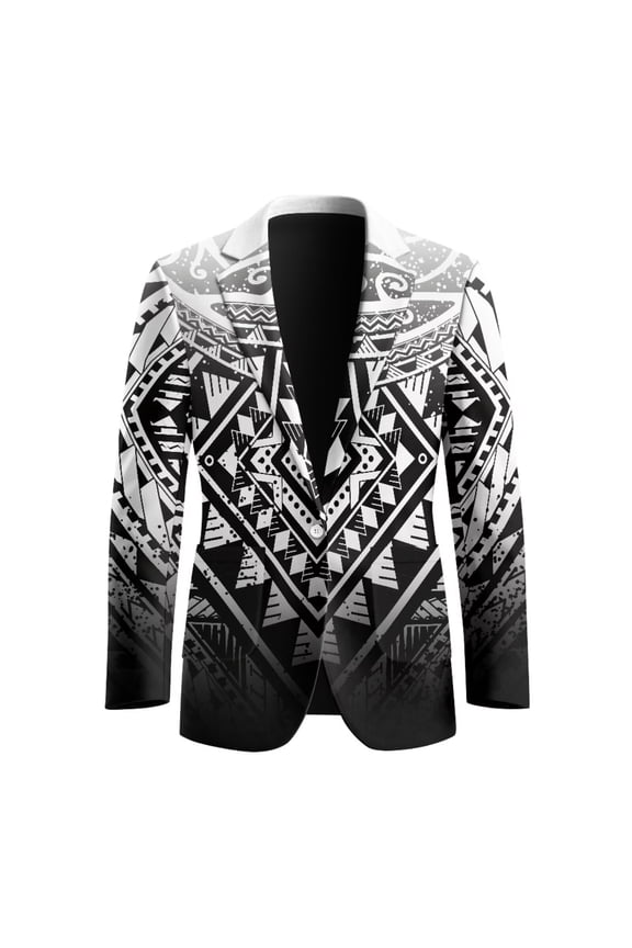 Polynesian Samoa Men's Sport Coats Blazers Casual Blazer with 2 Side Pockets Slim Fit Open Front Suit Jacket Breathable One Button Sport Coat,S