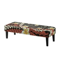POLERO Polynesian Style Bench Covers Slipcover Stretch Dining Bench Cover with Elastic Band Washable Rectangle Kitchen Chair Covers for Garden, Bedroom, Living Room (Plumeria Floral)