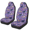 thumbnail image 1 of POLERO Protective Auto Front Seat Covers for Automotive, Polyester Fabric Elastic Stretchy Seat Covers, Dog Floral Purple Print, 1 of 7