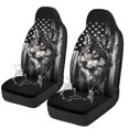 thumbnail image 1 of POLERO Protective Car Seat Covers for Automotive, Polyester Fabric Elastic Auto Front Seat Covers, 2-Pack American Flag Wolf, 1 of 12