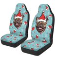 thumbnail image 1 of POLERO Protective Car Seat Covers for Automotive, Polyester Fabric Elastic Auto Front Seat Covers, Christmas French Bulldog, 1 of 7