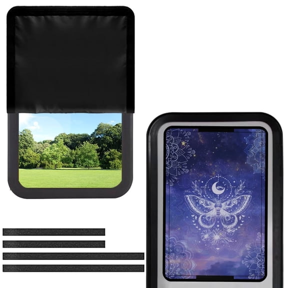 POLERO Purple Dragonfly RV Door Window Shade, Galaxy Mandala Foldable RV Blackout Window Cover, UV Rays Protection Camper Trailer Screen Door Protector, Hook and Loop Fastener (xx)
