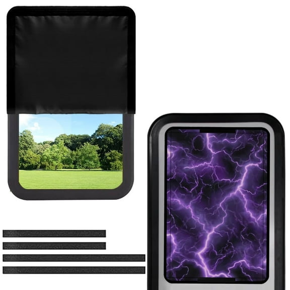 POLERO Purple Lightning Pattern RV Door Window Shade with Hook and Loop Fastener Foldable RV Window Cover Privacy Protection for Camper Trailer Decorative Accessories