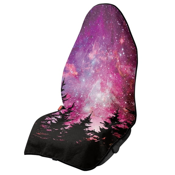 POLERO Purple Starry Forest Pattern Terry Cloth Car Seat Cover Washable, for Van Automotive Front Seat Suitable for Cars Trucks