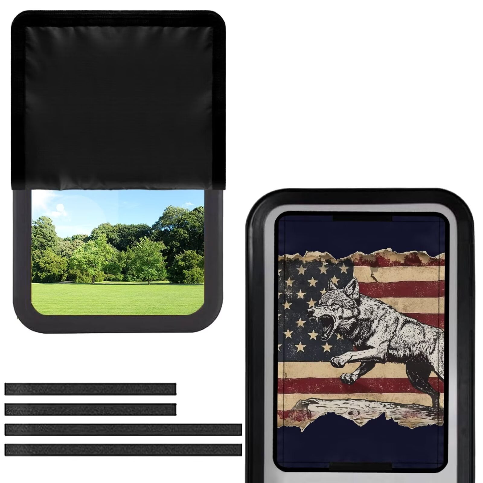 Shade Rv Cover POLERO RV Door Window Shade Cover USA Flag Wolf Blackout RV Door Window ...