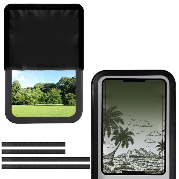 POLERO RV Door Window Shade Easy to Install Privacy Protection RV Window Cover Green Hawaii Palm Tree Sun Blackout for Camper Trailer (17.3x26 inch)