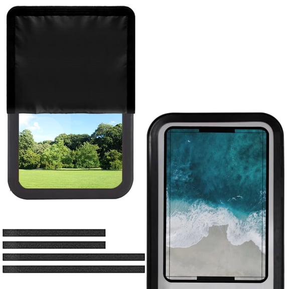 POLERO RV Door Window Shade Easy to Install Privacy Protection RV Window Cover Ocean Themed Sun Blackout for Camper Trailer (17.3x26 inch)