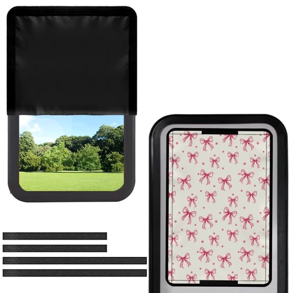 POLERO RV Door Window Shade, Foldable RV Blackout Window Cover, UV Rays Protection Camper Trailer Screen Door Protector, Hook and Loop Fastener (Cute Bow Ties)