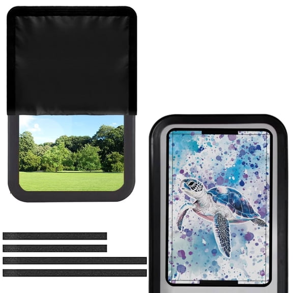 POLERO RV Door Window Shade Half-Fold Design Camper Door Window Cover UV Protection 17.3"x26" for RV Camper Trailer (Sea Turtle Spatter)