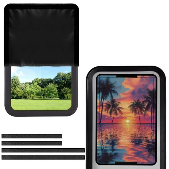 POLERO RV Door Window Shade with Hook and Loop Fastener Foldable RV Window Cover Privacy Protection for Camper Trailer Decorative Accessories(Hawaii Palm Tree Sunset)
