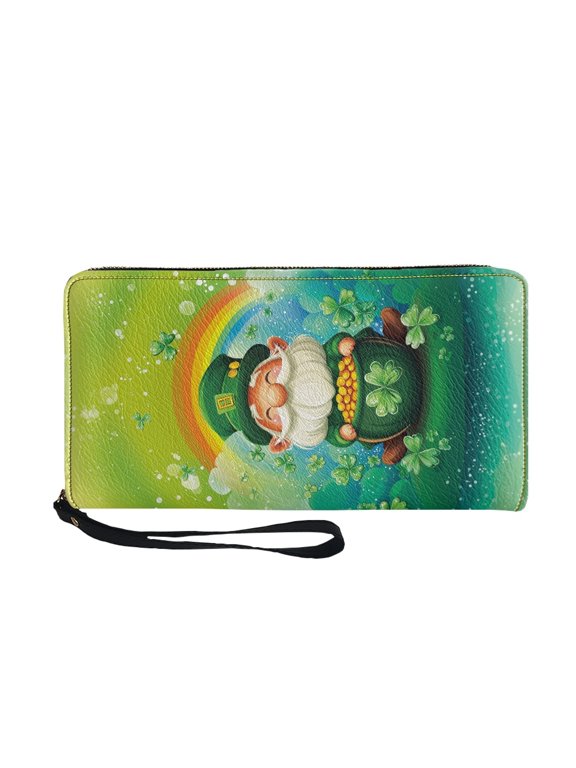 Rainbow Dwarf Pattern Long Wallet for Travel Shopping, Zip Around Long Purse PU Leather Around Zipper Women's Wallets
