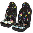 thumbnail image 1 of POLERO Rainbow Mushroom Music Front Automobile Seat Cover, Set of 2 Polyester Stretchy Seat Protector for Car Interior Accessories, 1 of 12