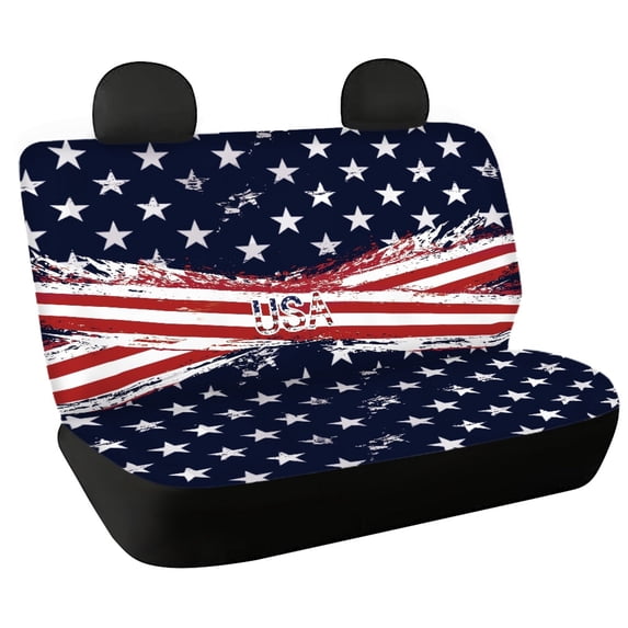 POLERO Rear Bench Seat Cover for Car Interior Auto, American Flag Print Set of 2 Rear Bench Seat Protections Non-Slip Waterproof