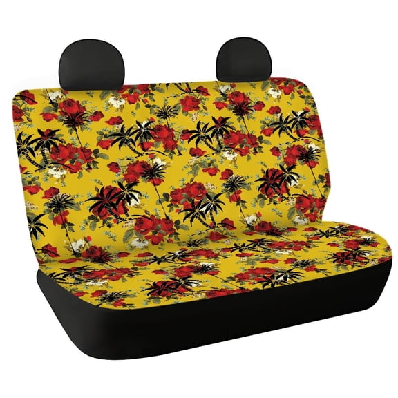 POLERO Red Rose Palm Design Backseat Rear Seats Protectors for Vehicles, 2 Pcs Easy to Install Back Seat Covers Stretch Non-Slip Car Seat Covers Back Seat