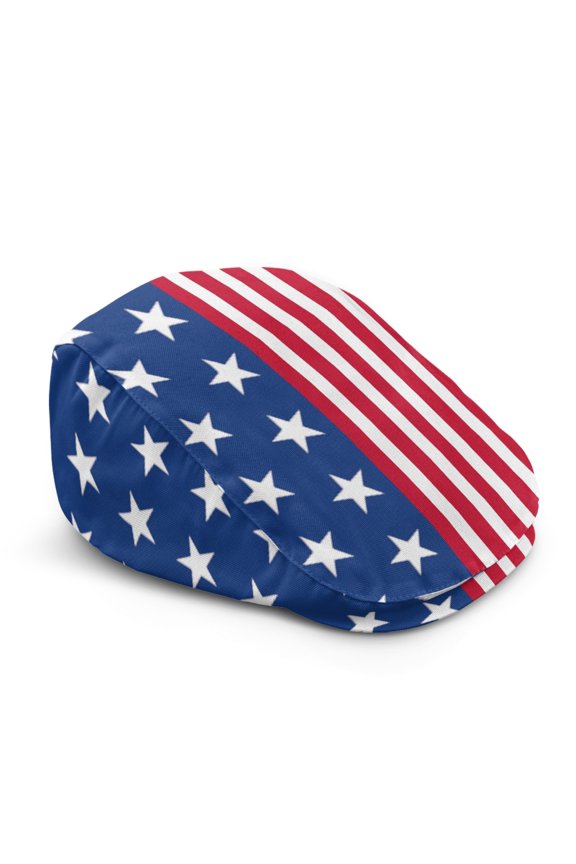Retro Newsboy Hat for Outdoor Driving, Star Stripes Polyester Lightweight Beret Hat Soft, Polyester Comfort All-Season Newsboy Hat for Travel Vacation