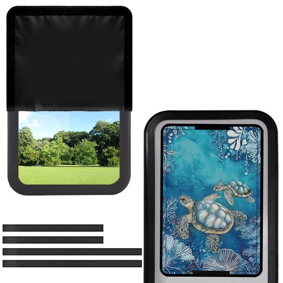 POLERO Sea Turtle RV Door Window Shade Cover, Camper Ocean Themed Sunshade Privacy Screen Window Cover, 17.3x26 inches,Travel Trailer Motorhome Sun Shade RV Accessories, xx