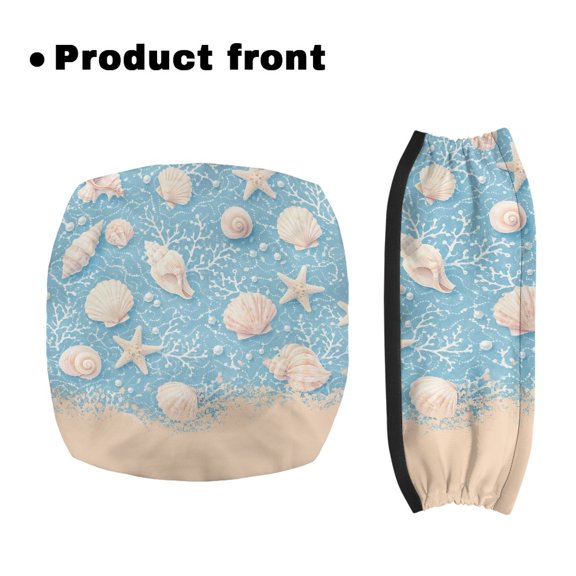 POLERO Seashell Starfish Pattern Rollator Seat Covers for Elder, Rollator Seat Back Cover Stretchable Rollator Walker Seat and Backrest Covers for Home Outdoor