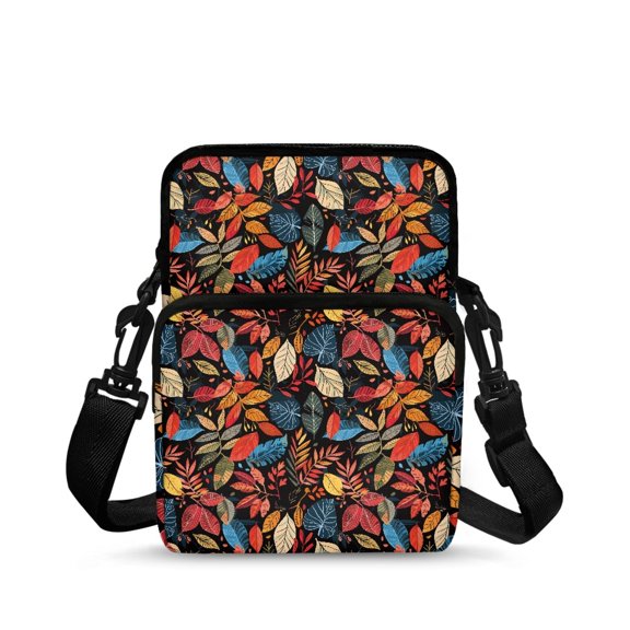 POLERO Shoulder Bags Fall Leaves Lightweight Crossbody Bags for Travel, Polyester with Zipper Crossbody Purse