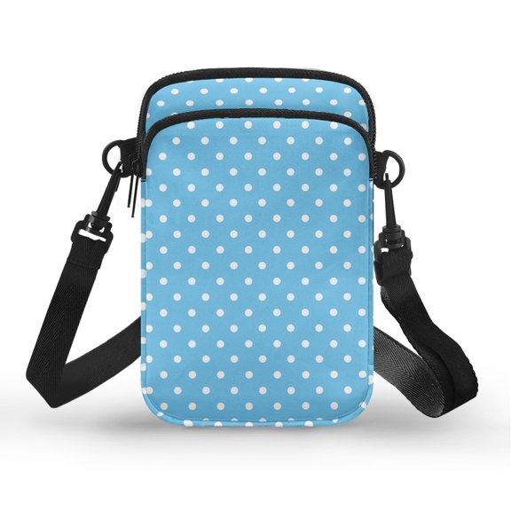 POLERO Sky Blue Dots Crossbody Purse, Casual Crossbody Bag Adjustable Strap Cellphone Crossbody Bag for Shop Travel