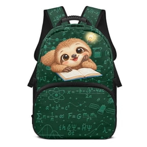 POLERO Sloth Science Print Multi Pockets Backpack for Daily Use School, Durable Personalized Polyester Schoolbags