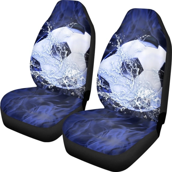 POLERO Soccer Ball Splash Print Comfortable Vehicle Seat Covers for Automotive, Polyester Fabric Washable Car Front Seat Covers SUV