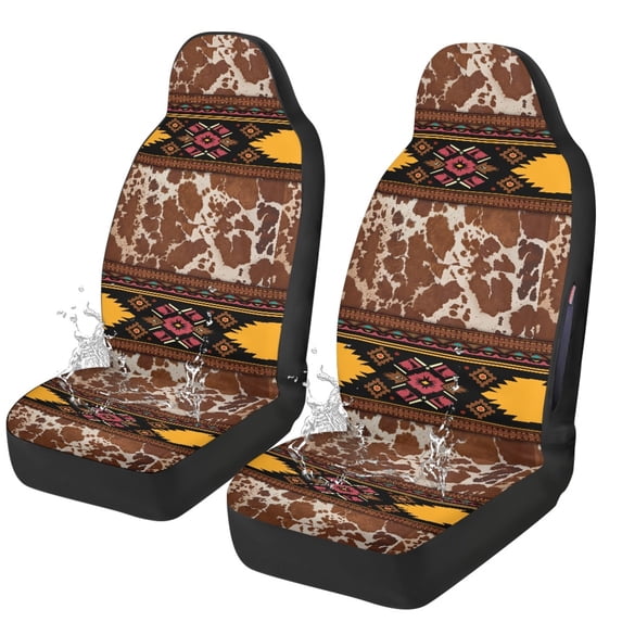 POLERO Southwestern Geometric, Protective Elastic Car Seat Cushion Waterproof Car Seat Covers for Front Seats for Automobile