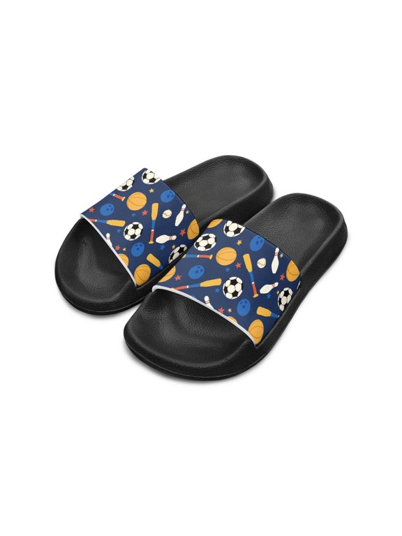 Sports-Themed Kids Slide Sandals - Non-Slip Lightweight EVA Slides for Beach, Pool & Daily Wear - Cute Athletic Style for Boys & Girls