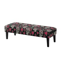 POLERO Sretch Bench Covers Slipcover Sugar Skull Rose Print Dining Bench Cover with Elastic Band Home Decoration Washable Rectangle Piano Chair Cover for Dining Room, Living Room, Garden