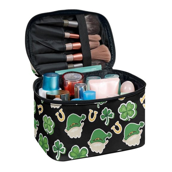 POLERO St. Patrick Toiletry Bag for Travel, Elastic Polyester Cosmetic Case with Portable Lightweight Makeup Organizer