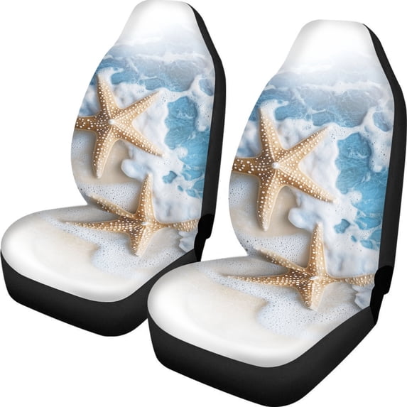 POLERO Starfish Pattern Washable Front Seat Cover for Automotive, Polyester High Back Vehicle Seat Covers Van