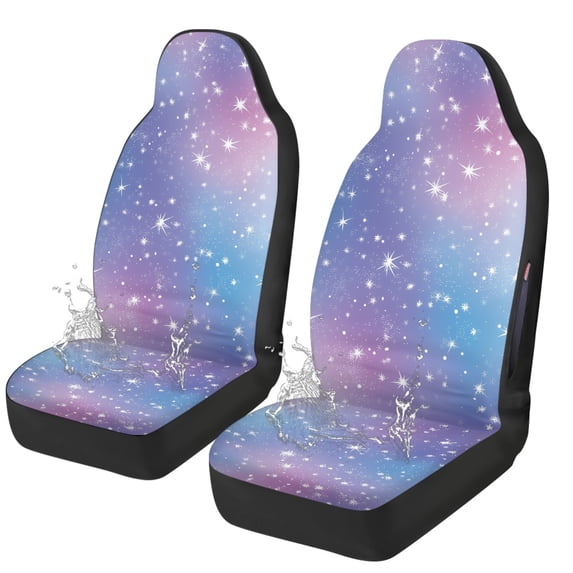 POLERO Starry Sky Print Front Seat Covers for Automobile, Easy to Install Stretch Polyester Fabric Automotive Seat Cover Protector, 2 Pack for Most Cars and Trucks