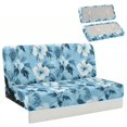 thumbnail image 1 of POLERO Stretchy RV Dinette Cushion Covers Suitable for Travel Trailer Camper RV Sofa Slipcovers Fit for Foldable Futon Sofa Bed, Blue Floral Leaves, 1 of 5