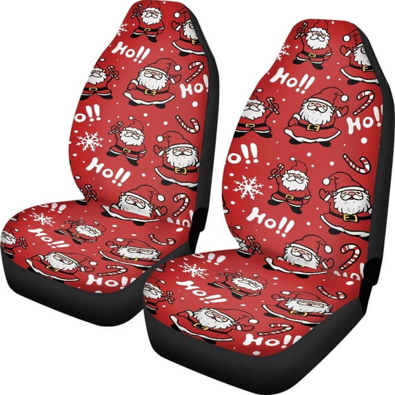 POLERO Stretchy Vehicle Seat Covers for SUV, Breathable Washable Front Seat Cover Polyester Set, Father Christmas