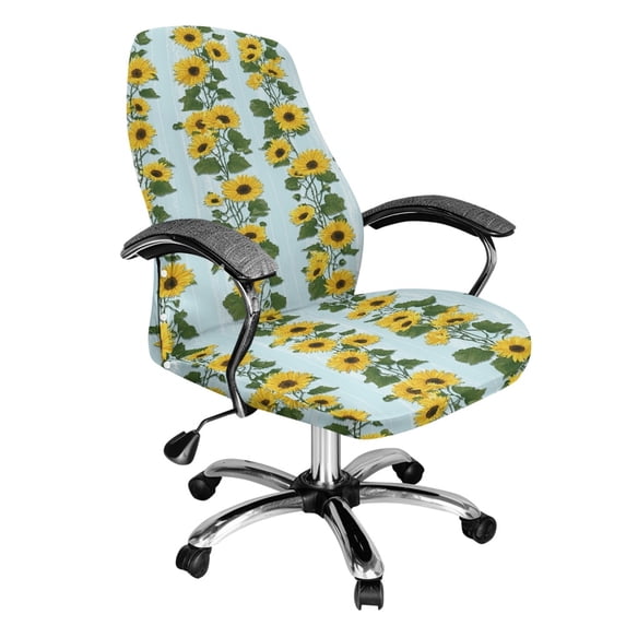 POLERO Sunflower Office Computer Chair Covers, All-in-One Computer Chair Slipcovers, Elastic Anti Slip Comfortable Protector Cover for Indoor Home Workspace