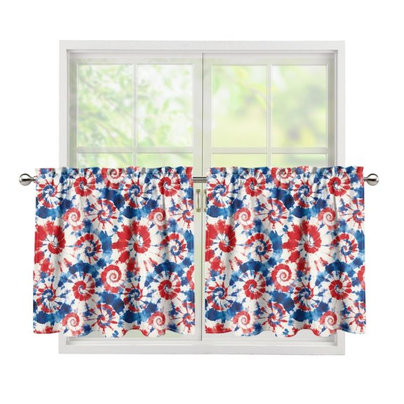 POLERO Tie Dye Spiral Pattern Rod Pocket Window Drapes, 2 Panels Soft Soft Touch Polyester Thermal Blackout Curtains for Guest Room Kitchen Balcony
