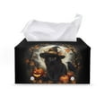 thumbnail image 1 of POLERO Tissue Box Cover Holder Rectangular Tissue Cube Cover PU Leather Facial Organizer for Bathroom, Tabletop, Car, Night Stands, Office, Home, Kitchen -Halloween Black Cat, 1 of 7
