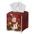 thumbnail image 1 of POLERO Tissue Box Holder - Square PU Leather Tissues Cube Box Cover Waterproof -Christmas Snowman Decorative Car Facial Tissue Holder on Table and Barthroom, 1 of 7